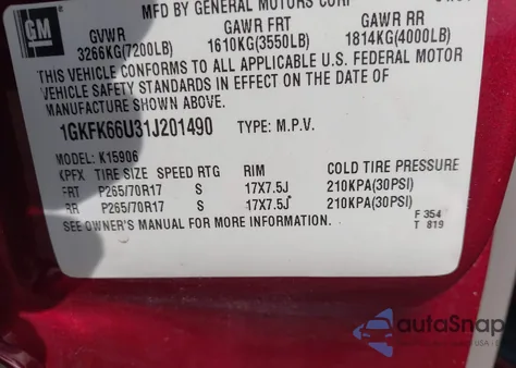 2001 GMC Yukon Xl 1500 Denali из США, поврежденный, VIN 1GKFK66U31J201490